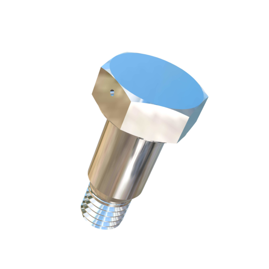 Titanium 5/8 X 1-1/2 Hex Drilled Head Shoulder Allied Titanium Bolt with 1 inch shoulder and 1/2 inch of 1/2 X 13 UNC Threads