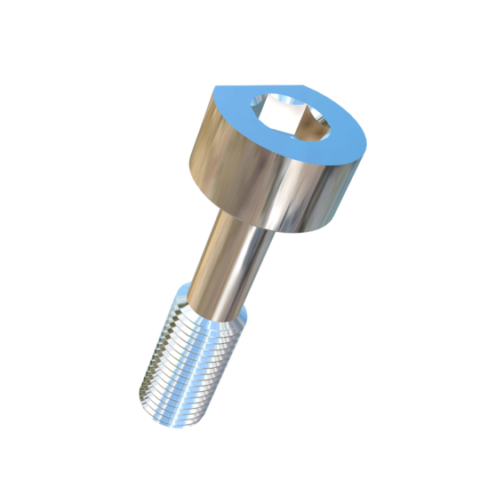 Titanium M3-0.5 Pitch X 12mm Allied Titanium Socket Head Cap Screw with reduced shank and 45 degree flat face on top edge of head
